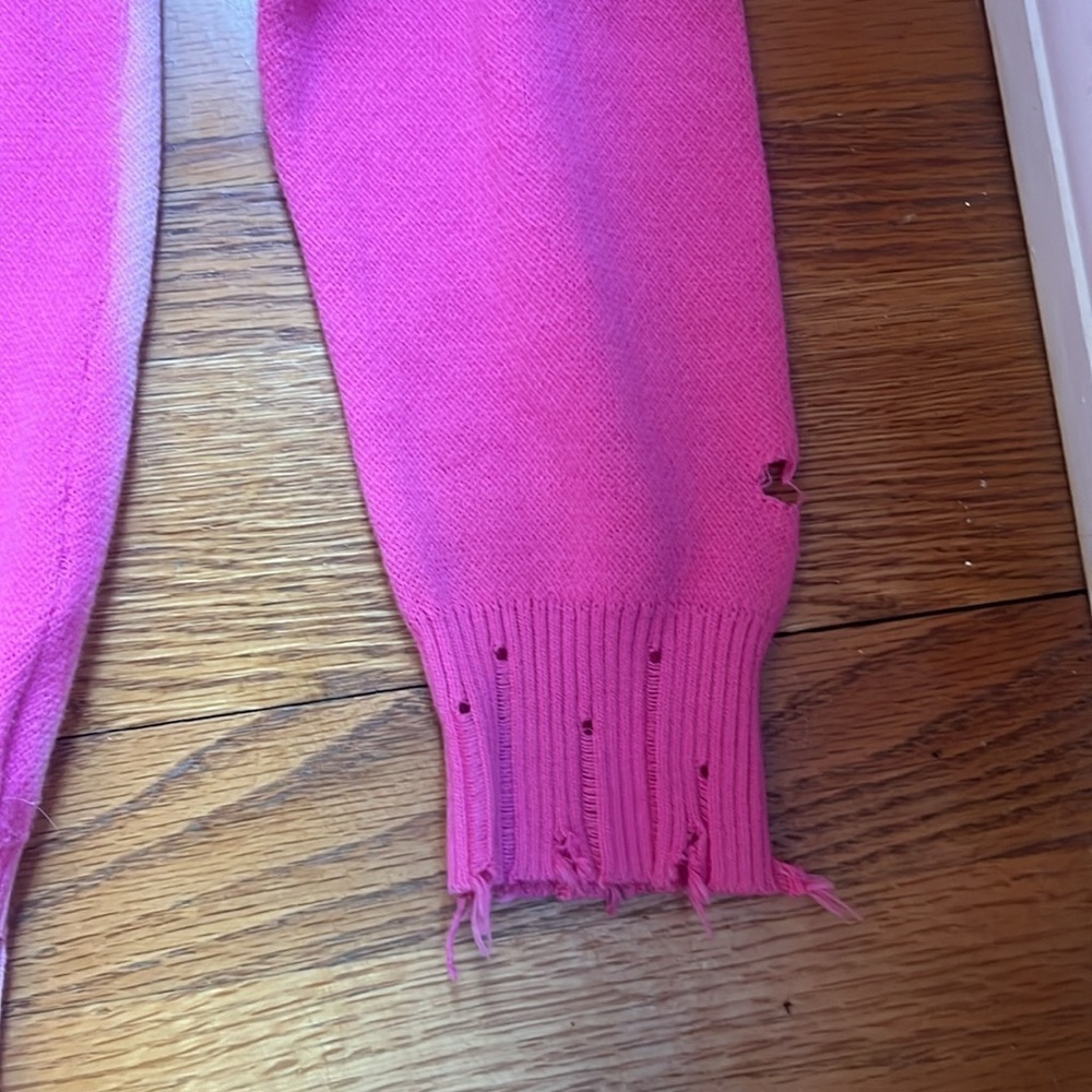 Fate szS tie die distressed cotton sweater. Pink/white - Picture 5 of 8